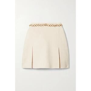 Gucci Chain Embellished Bouclé Mini Skirt White IT 36 NWT